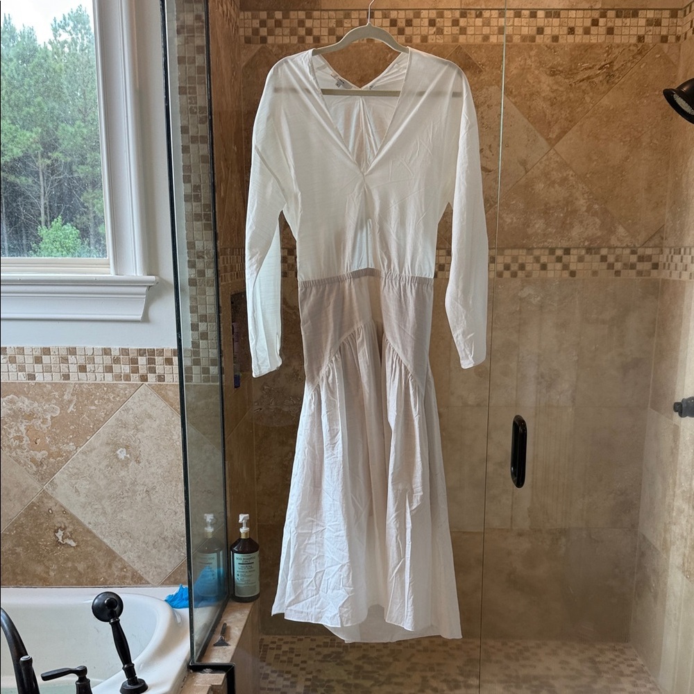 Vince White Long Sleeve Dress